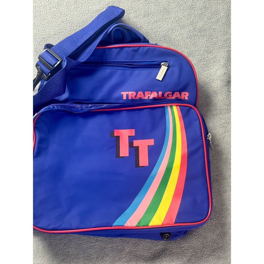 Vintage Trafalgar TT Blue Rainbow Nylon Backpack School Travel Bag Retro 80s 90s